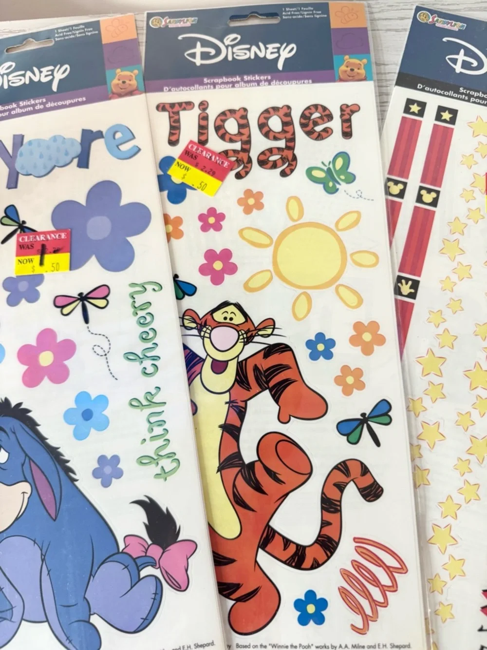 Lot of 3 Sandylion NIP Vintage Disney scrapbook stickers